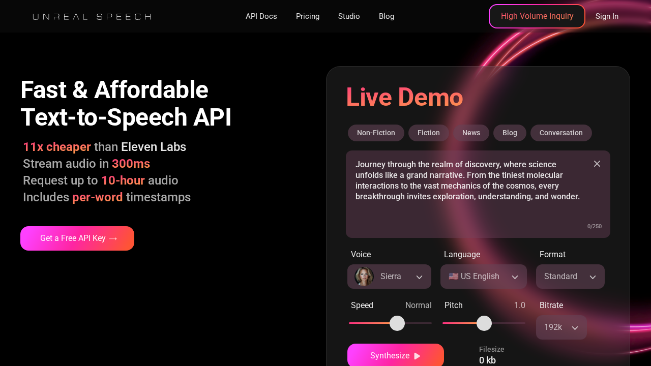 Unreal Speech screenshot