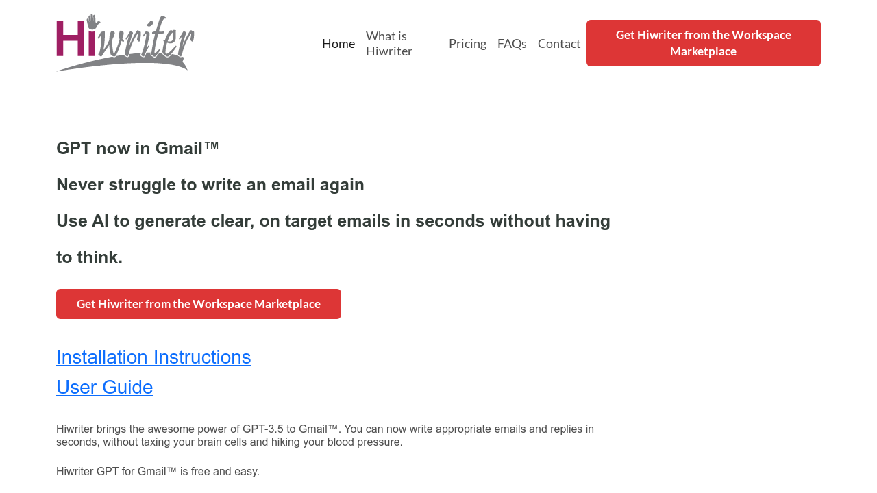 Hiwriter GPT for Gmail screenshot