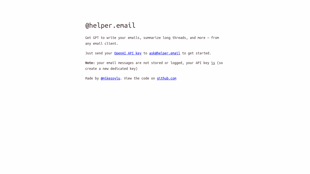 Helper.email screenshot