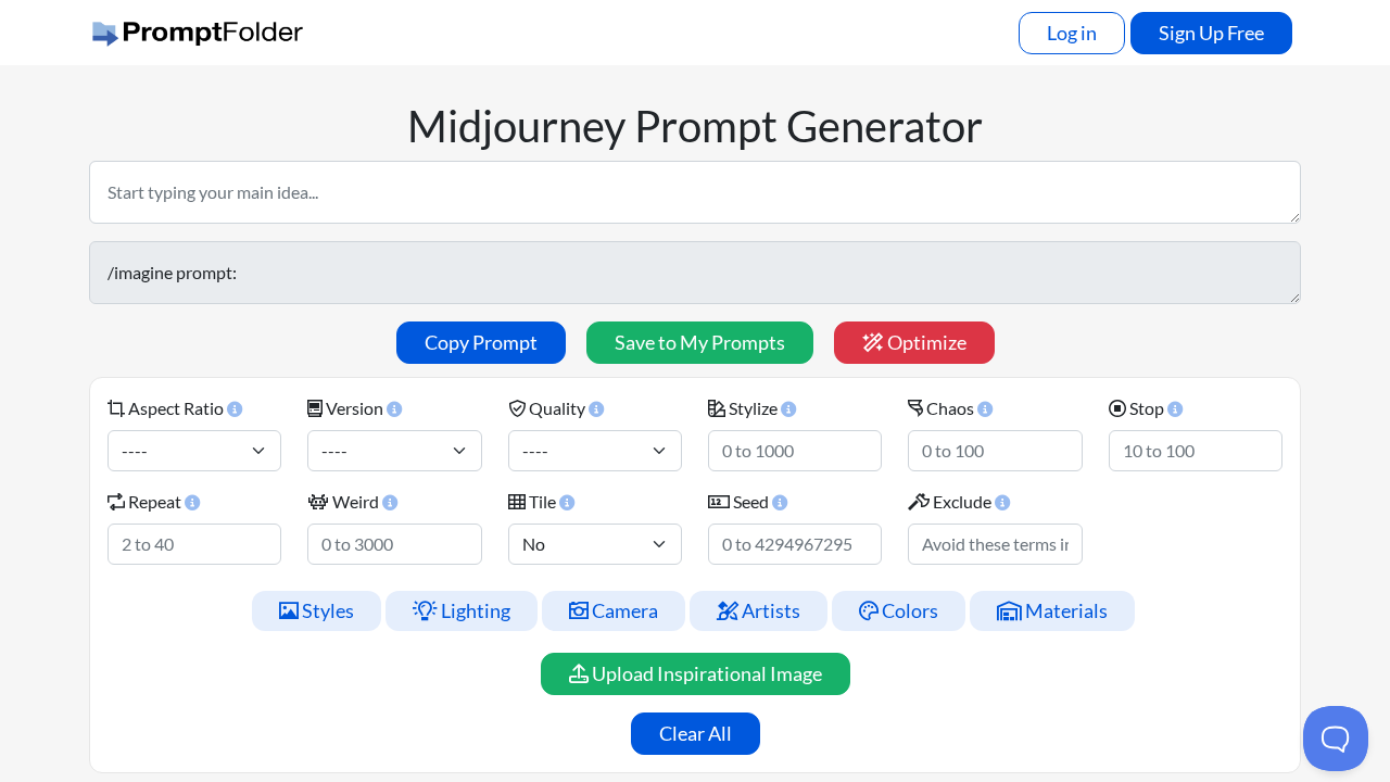 MidJourney Prompt Helper screenshot