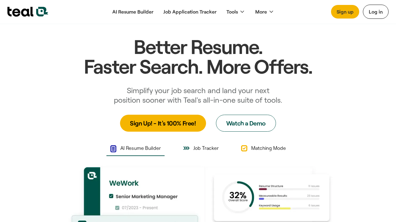 Teal Resume Builder screenshot