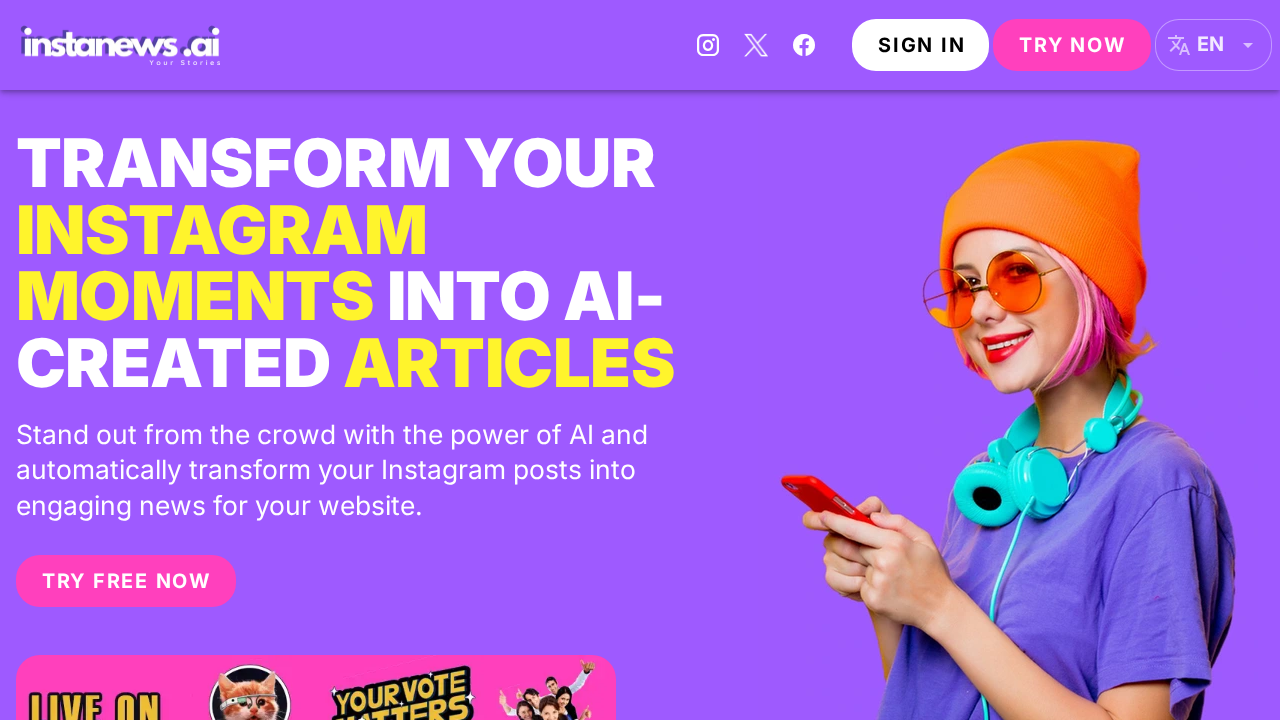 InstaNews.ai screenshot