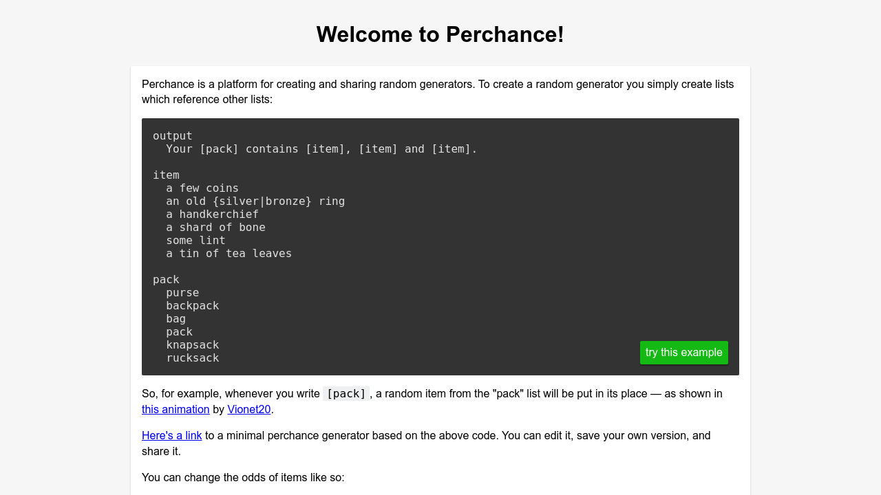 Perchance screenshot