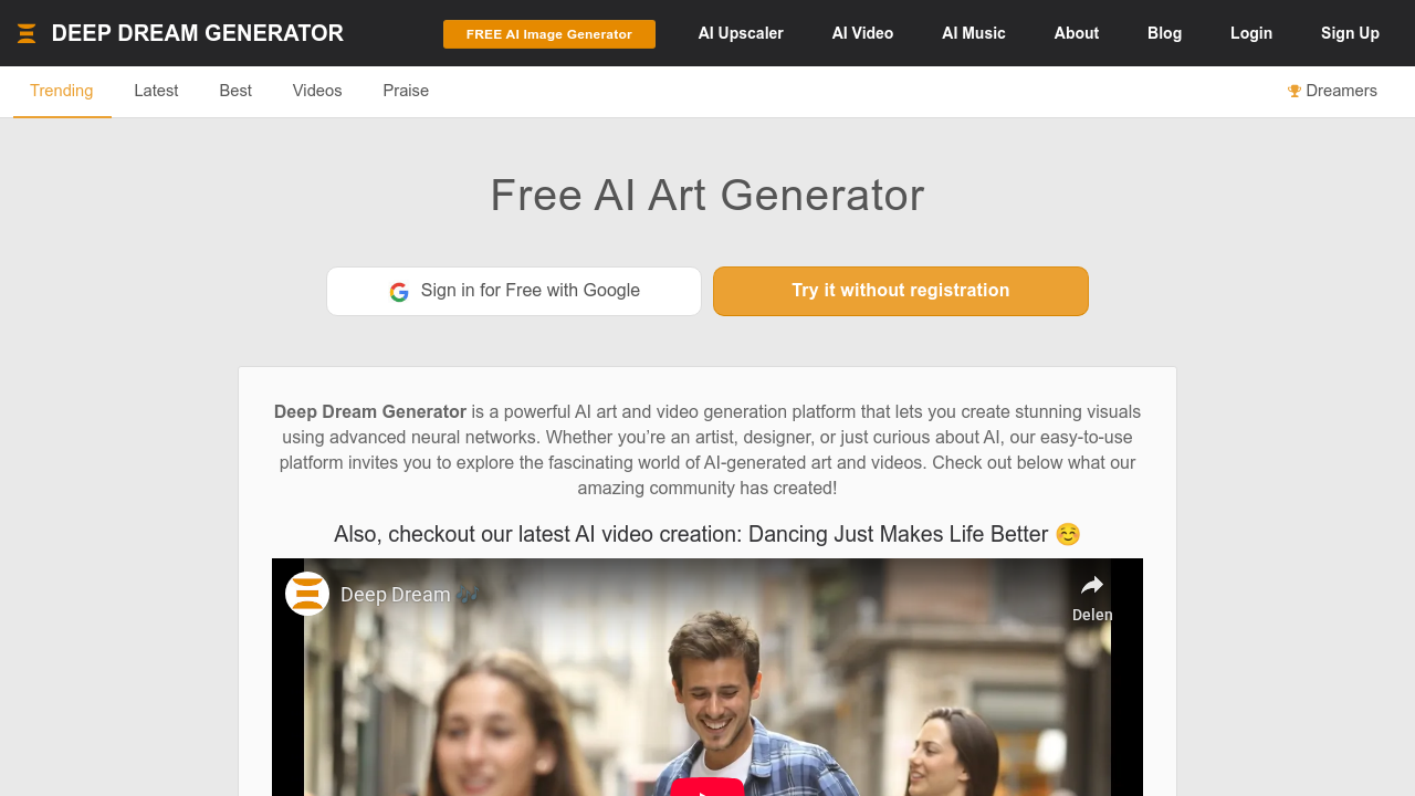 Deep Dream Generator screenshot