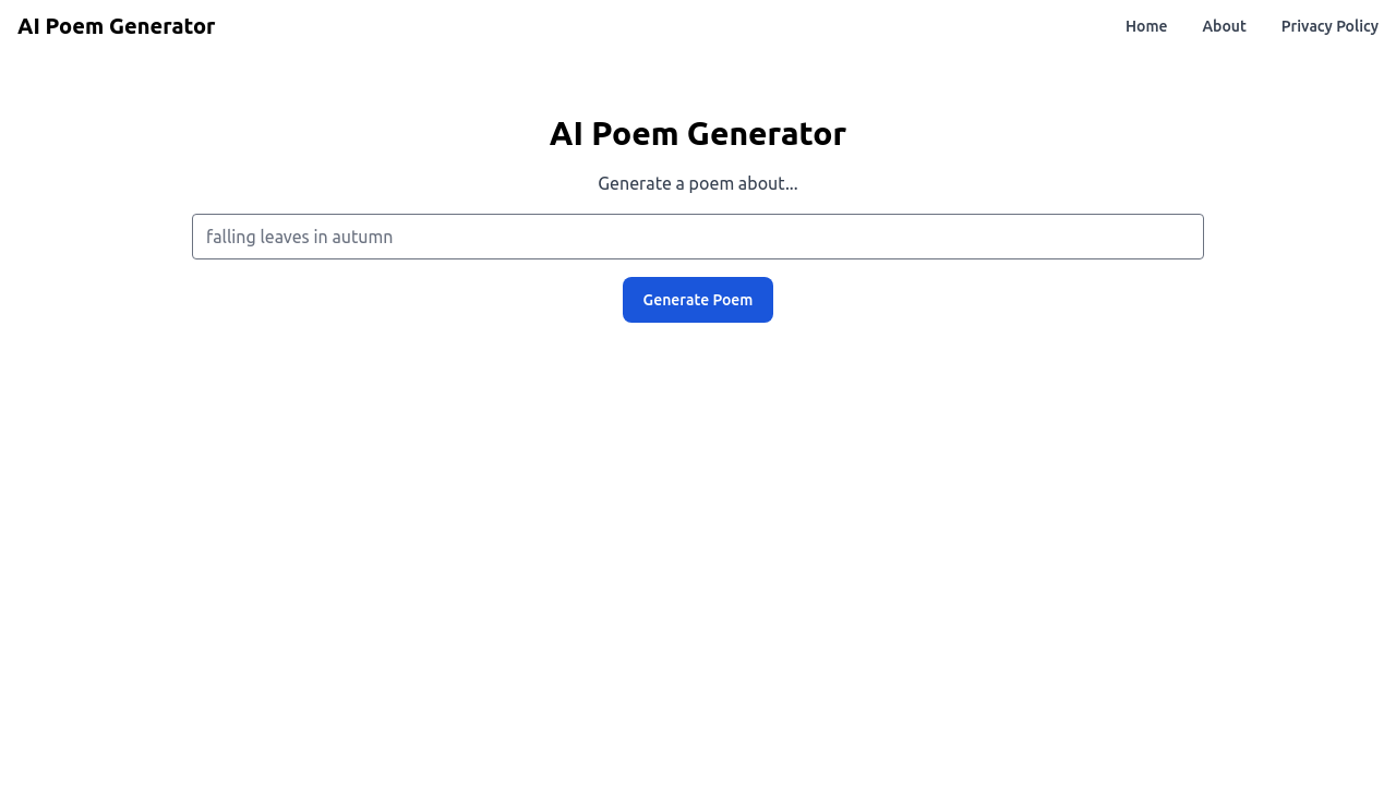 AI Poem Generator screenshot