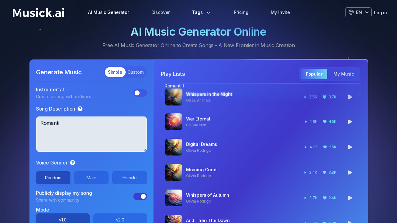 Musick.ai screenshot