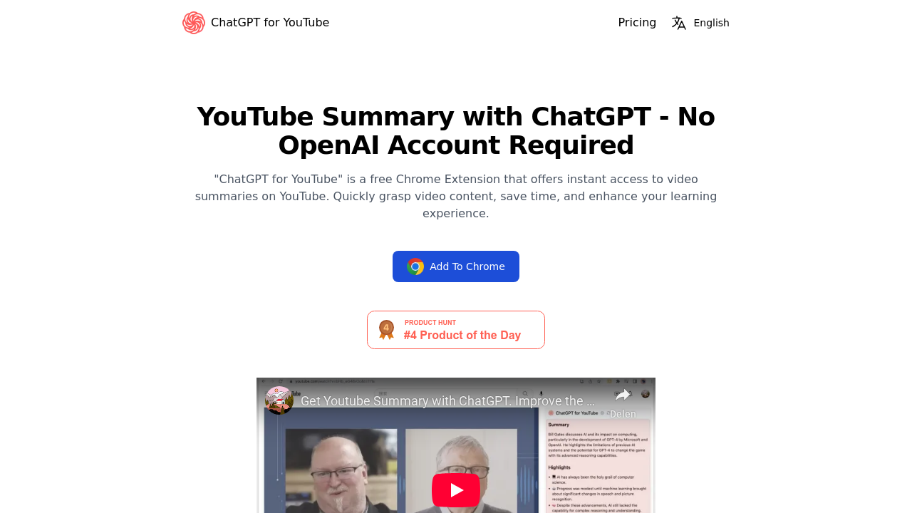ChatGPT for YouTube screenshot