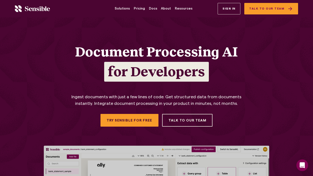 Sensible.so screenshot