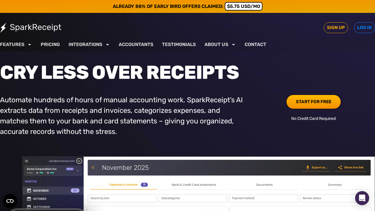 SparkReceipt screenshot