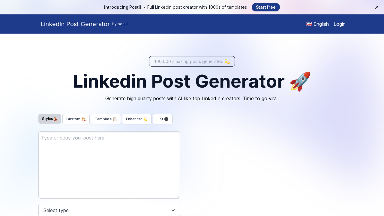 LinkedIn Post Generator screenshot