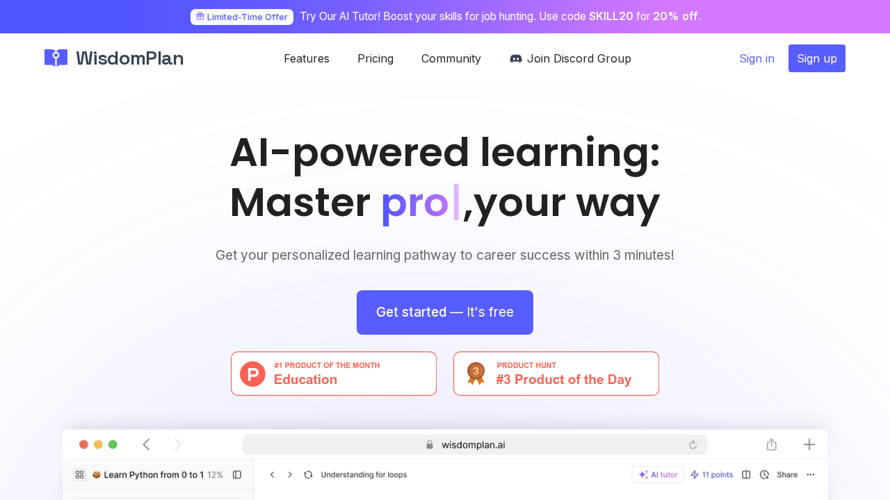 WisdomPlan screenshot