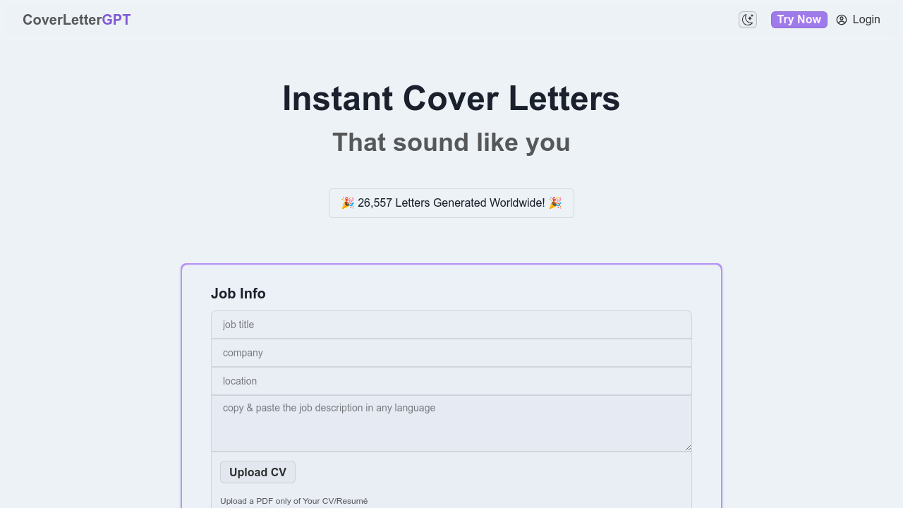 CoverLetterGPT screenshot