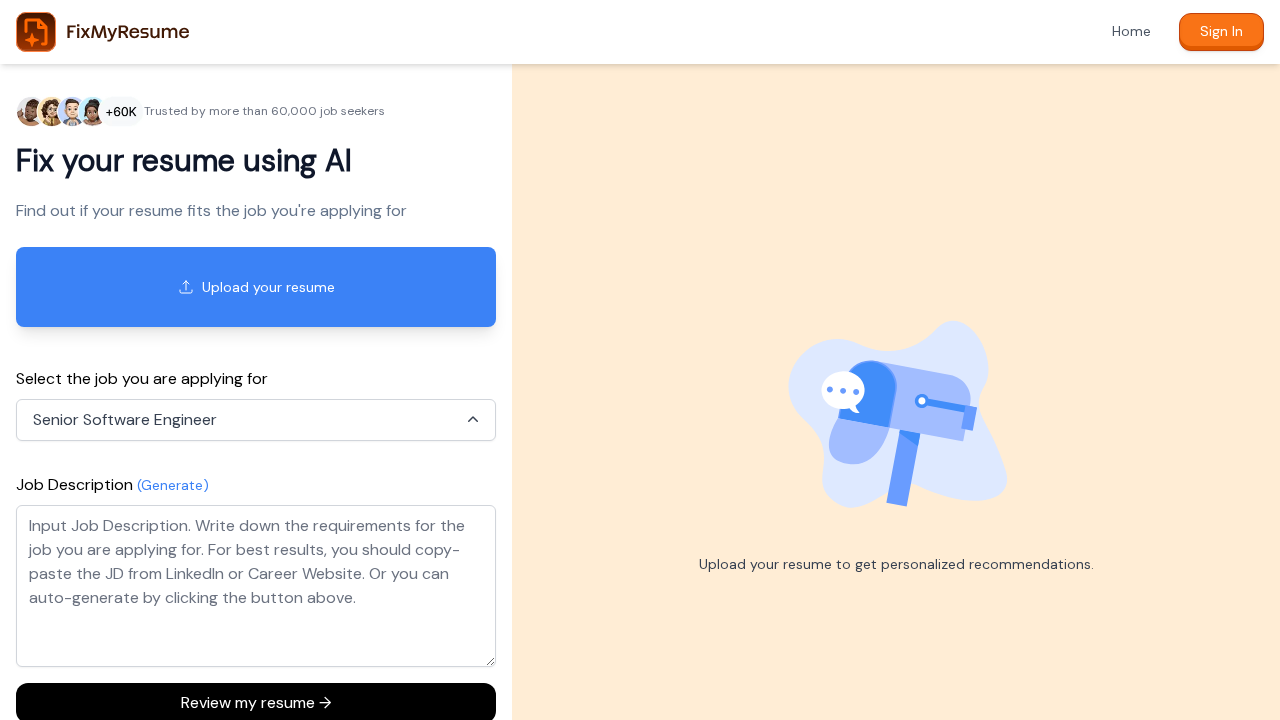 FixMyResume screenshot