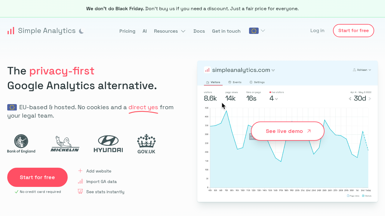 Simple Analytics screenshot