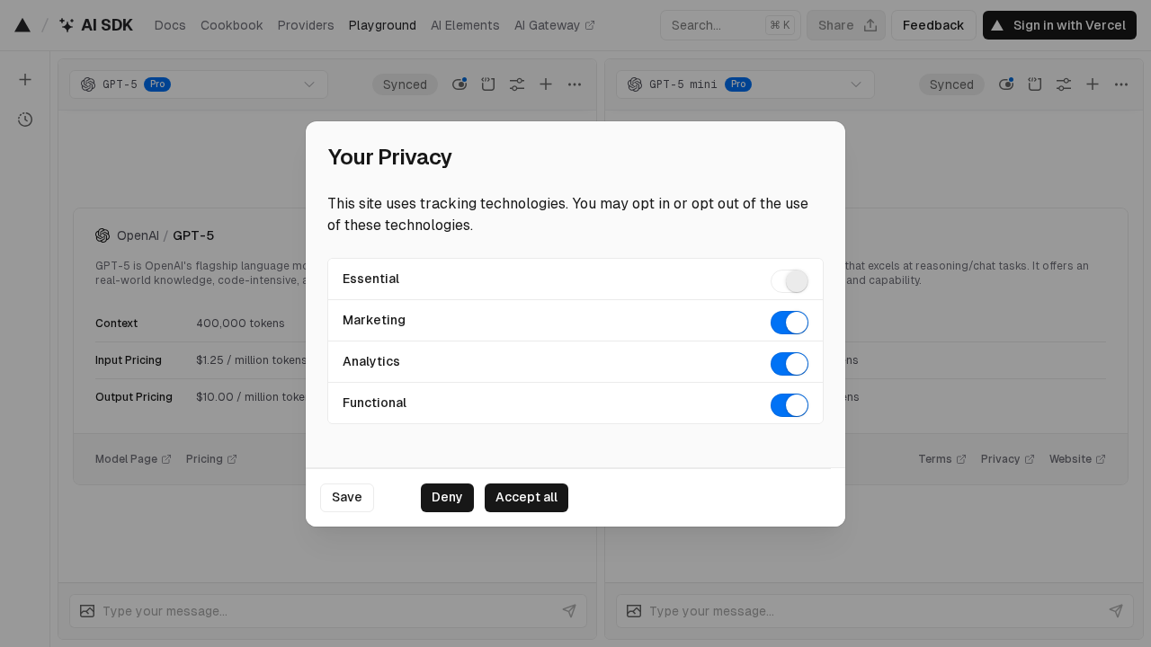 AI Vercel Playground screenshot