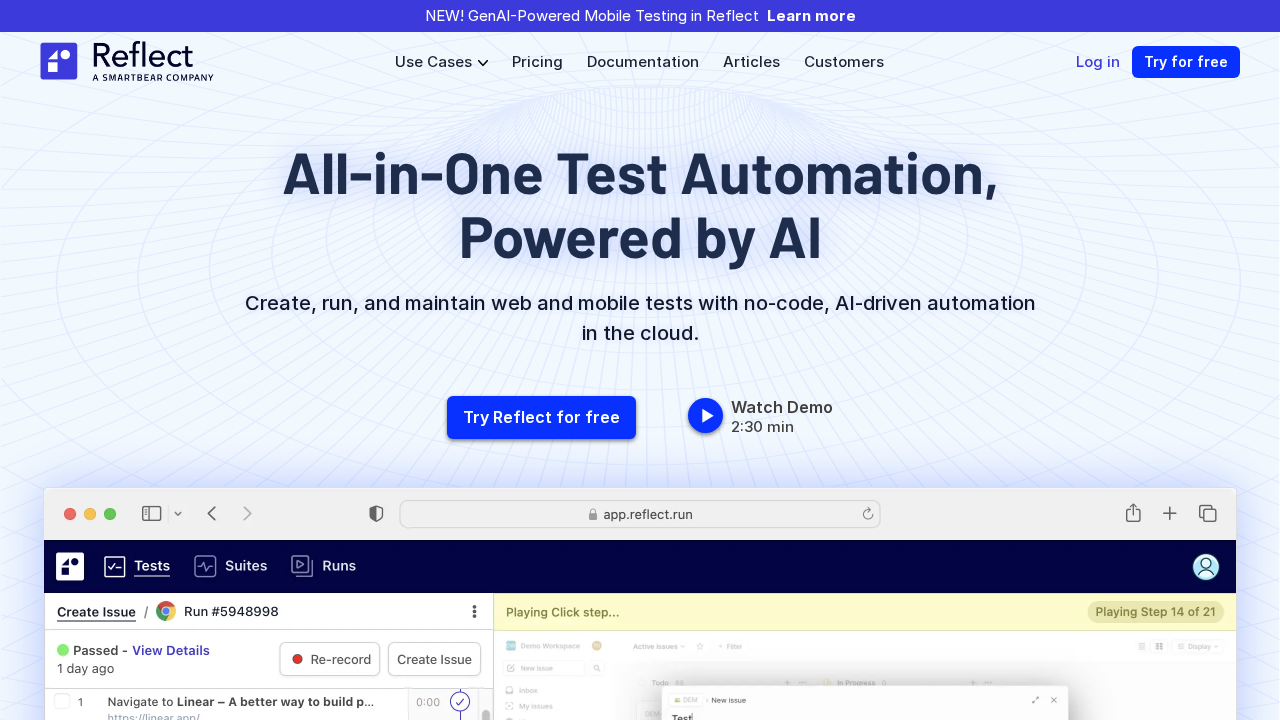 Reflect.run screenshot