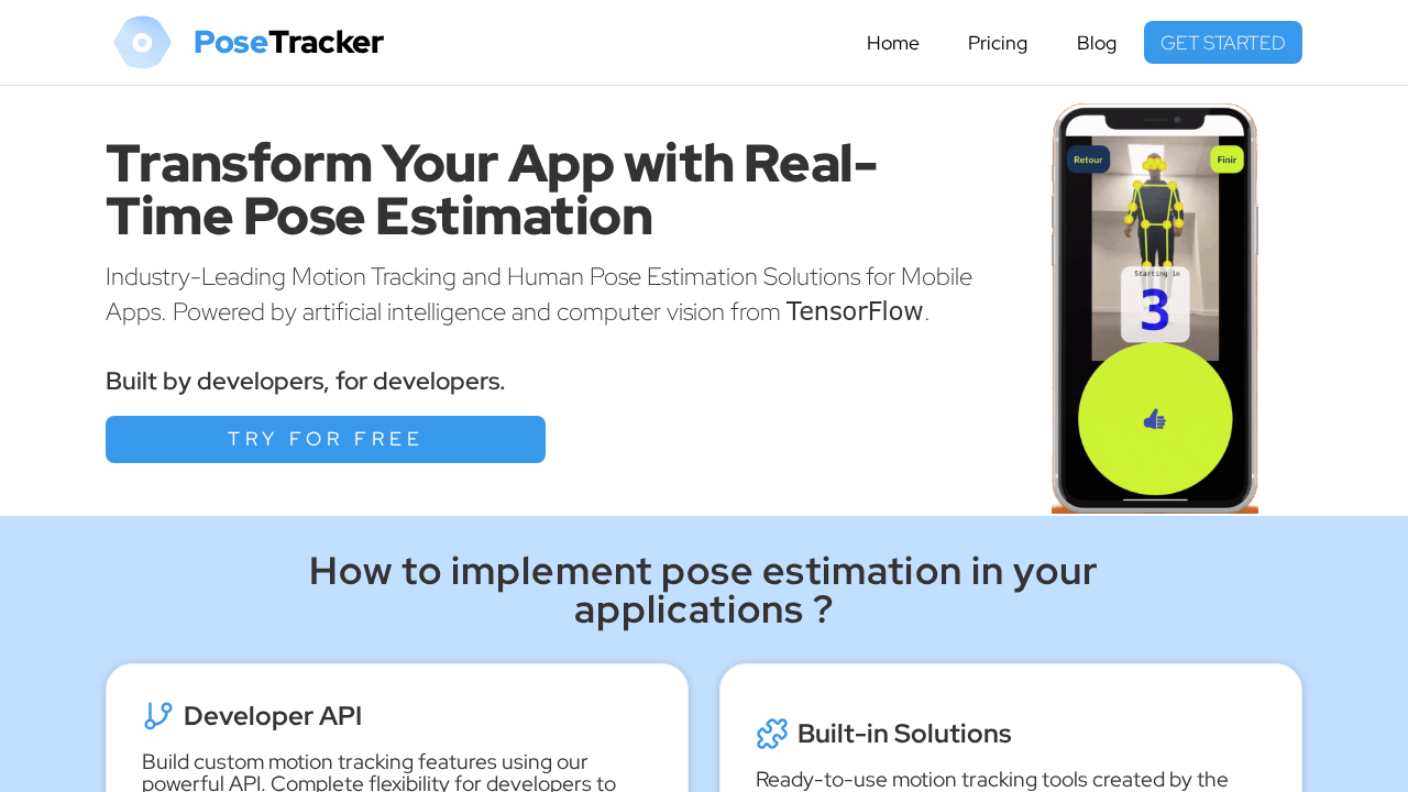 PoseTracker API screenshot