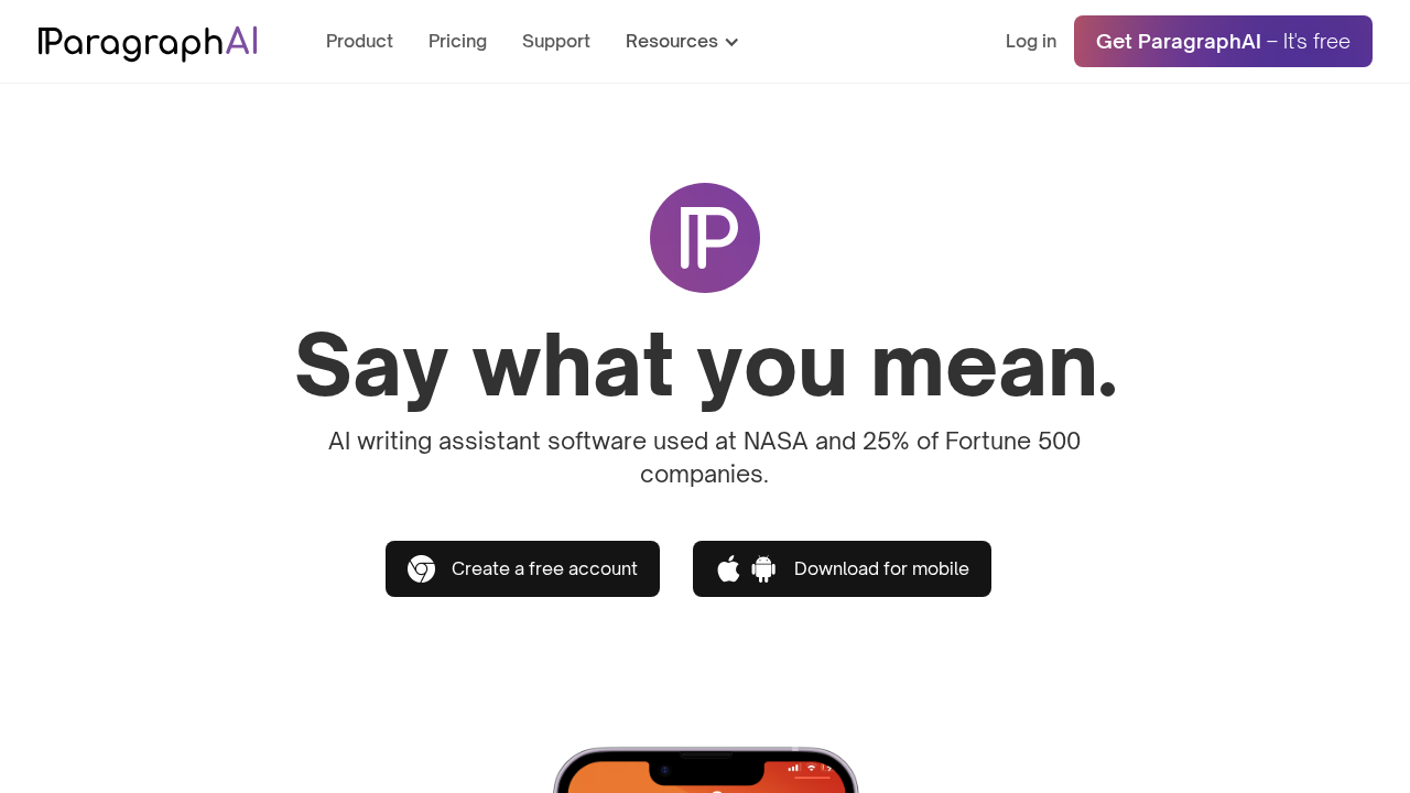 Paragraph AI screenshot