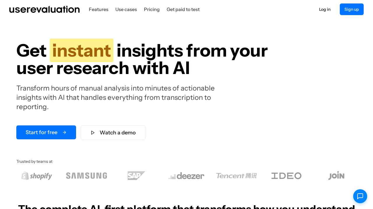 User Evaluation screenshot