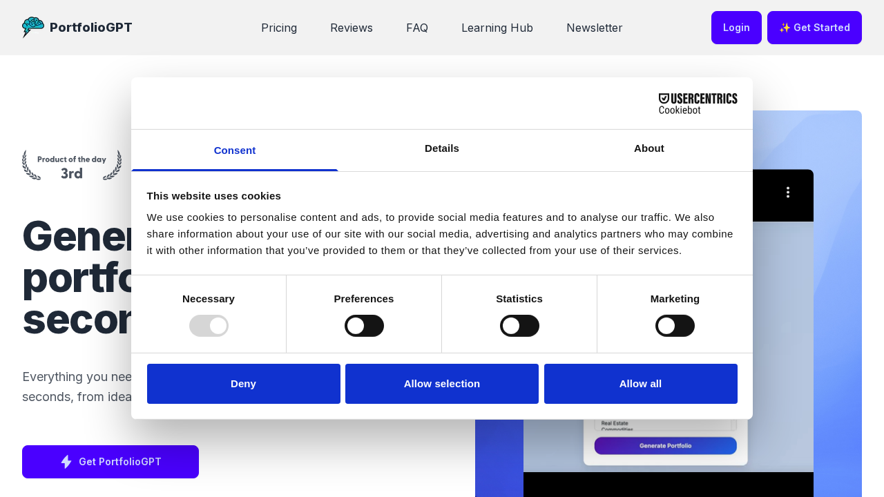 PortfolioGPT screenshot