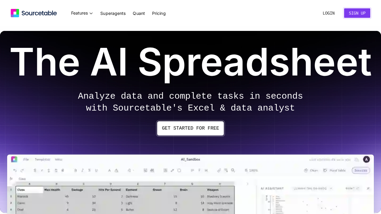 Sourcetable screenshot