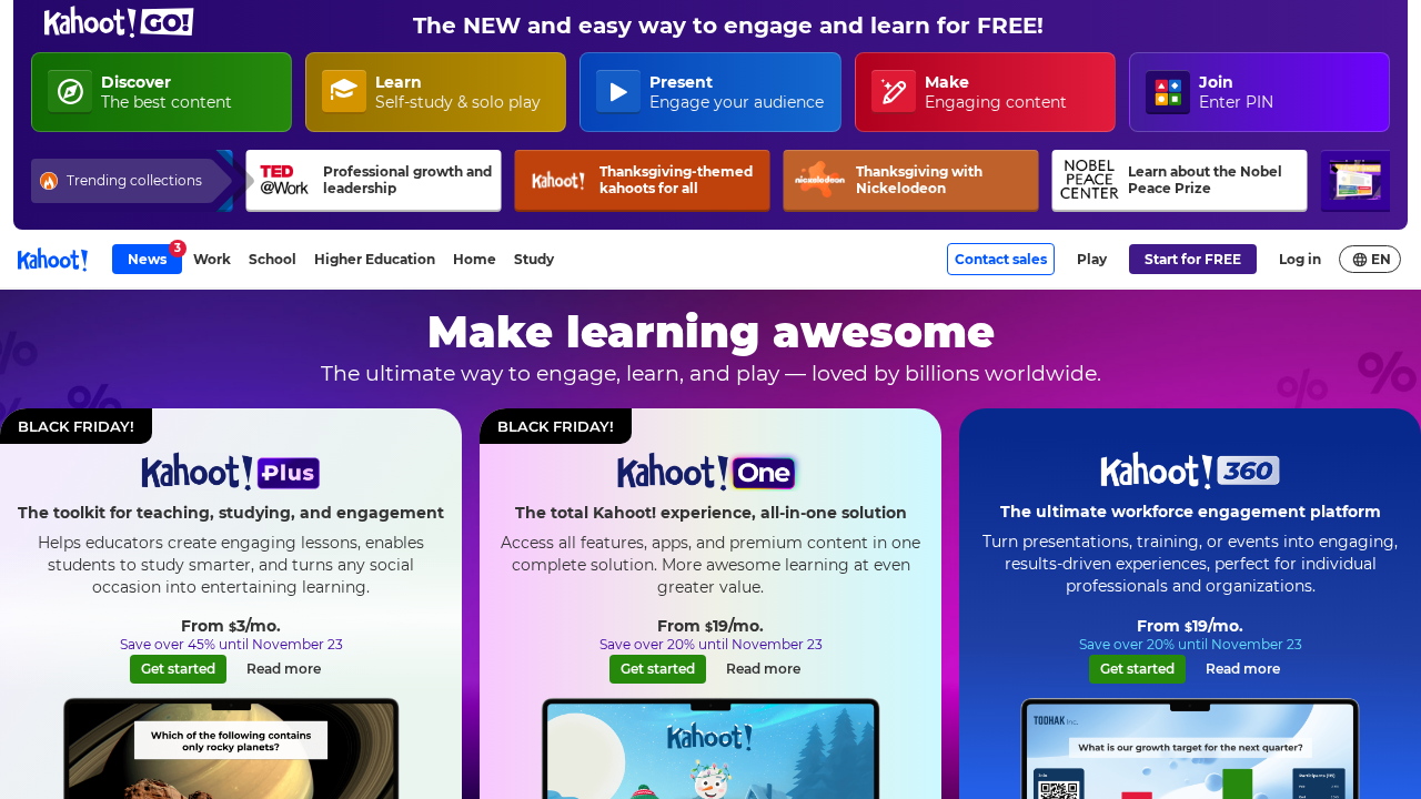 Kahoot.com screenshot