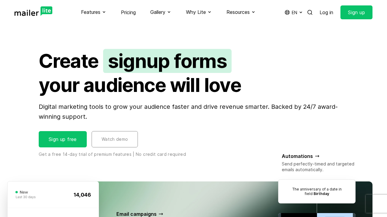 MailerLite screenshot
