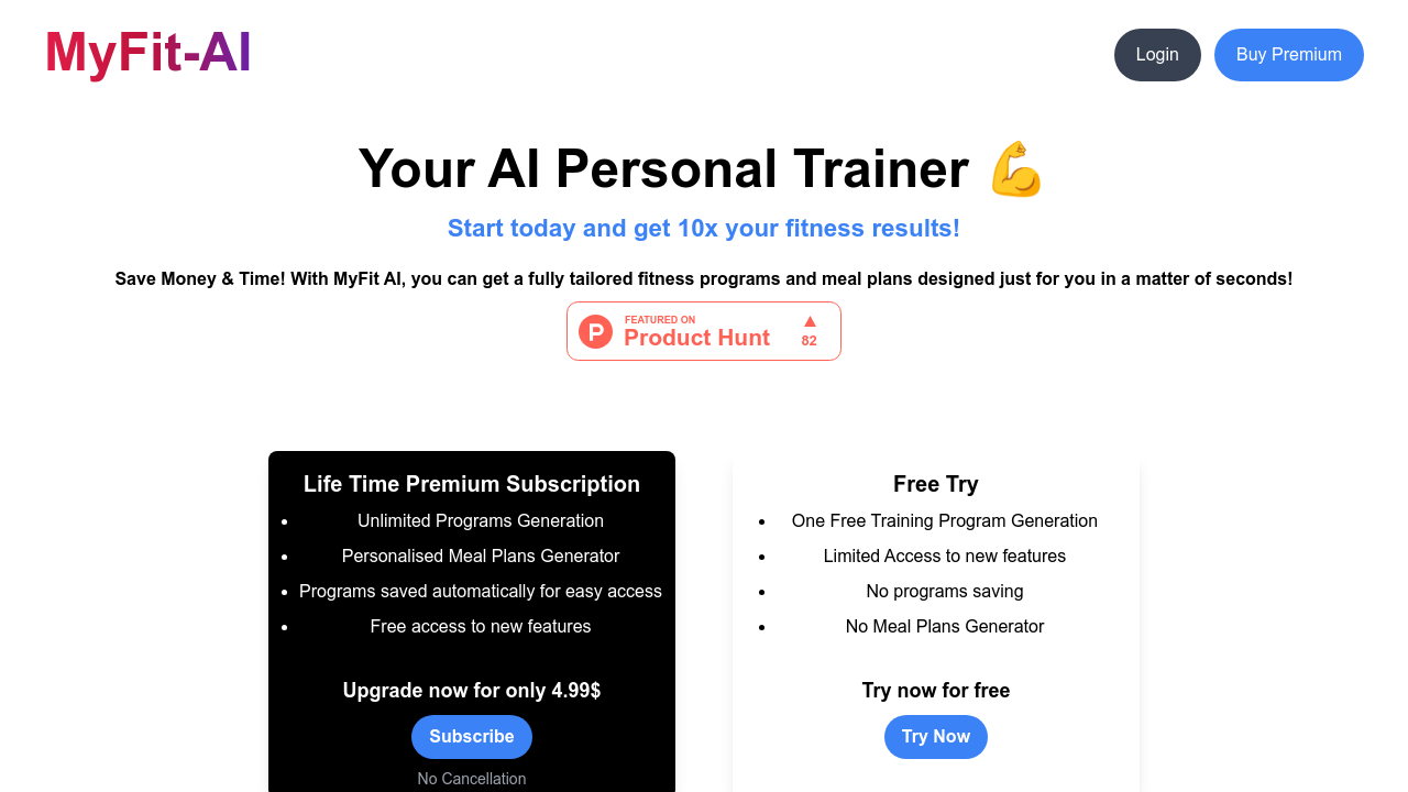myfit-ai.com screenshot
