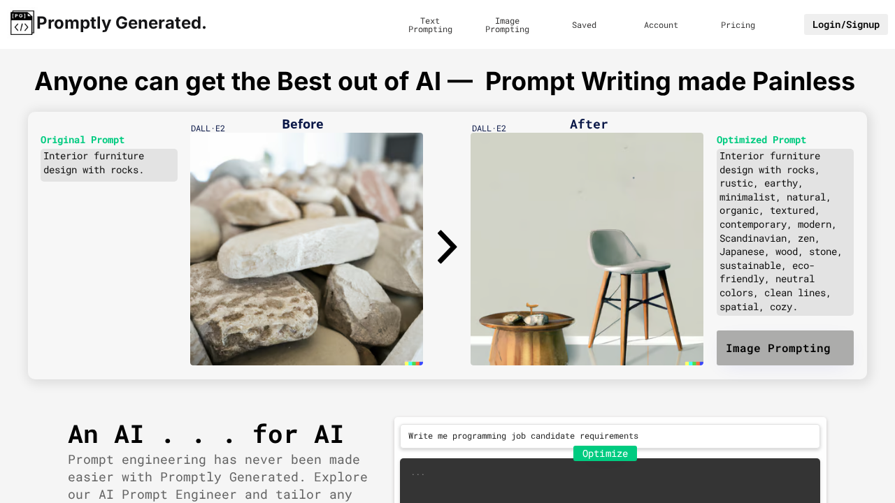 PromptlyGenerated.com screenshot