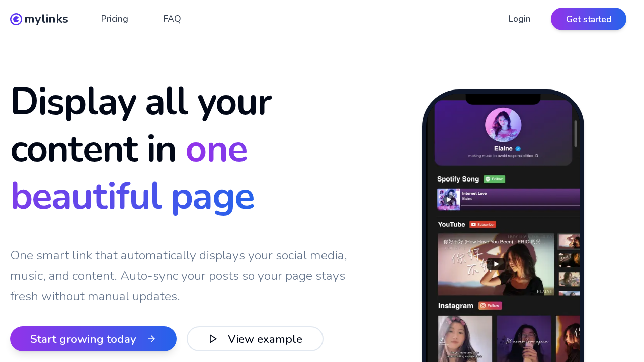 mylinks.ai screenshot