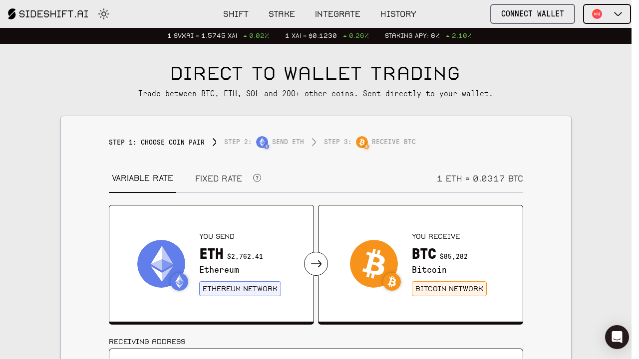 sideshift.ai screenshot