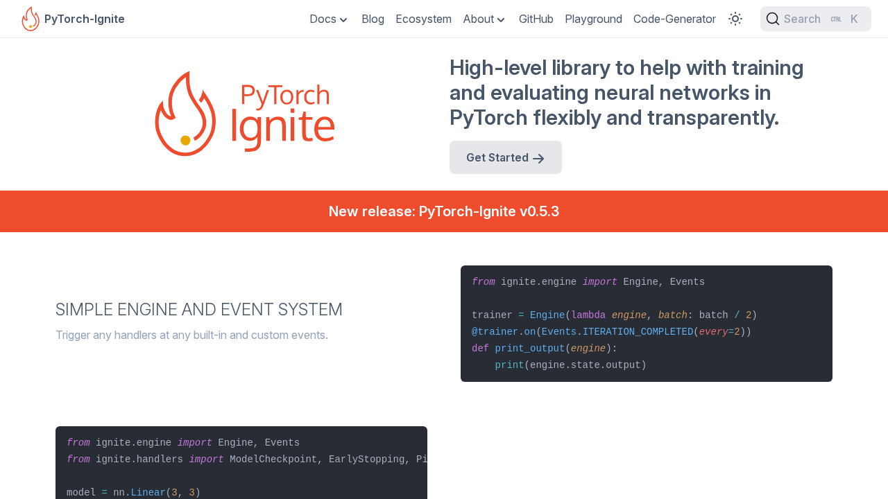 PyTorch-Ignite screenshot