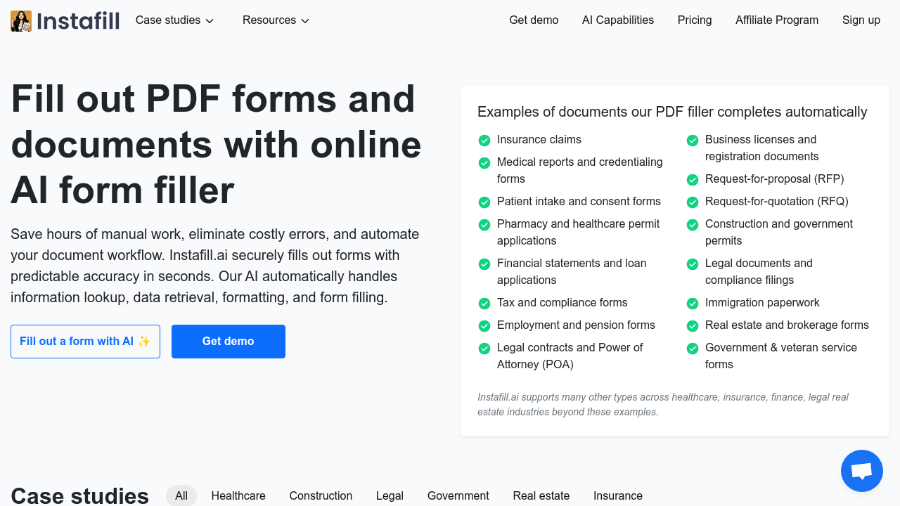 Instafill.ai screenshot