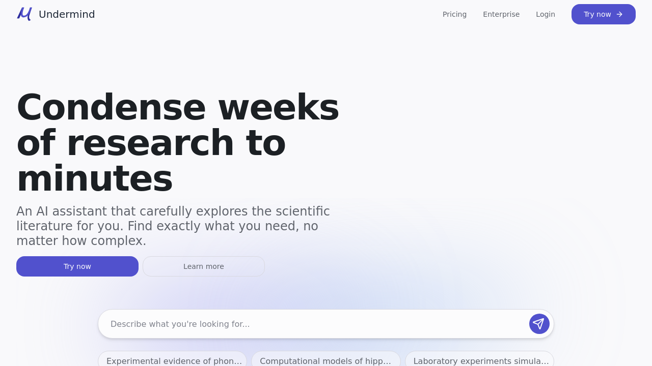 Undermind.ai screenshot