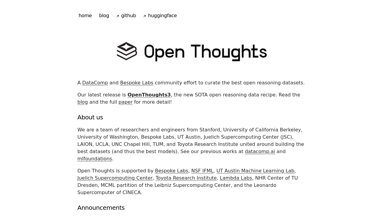 open-thoughts.ai screenshot