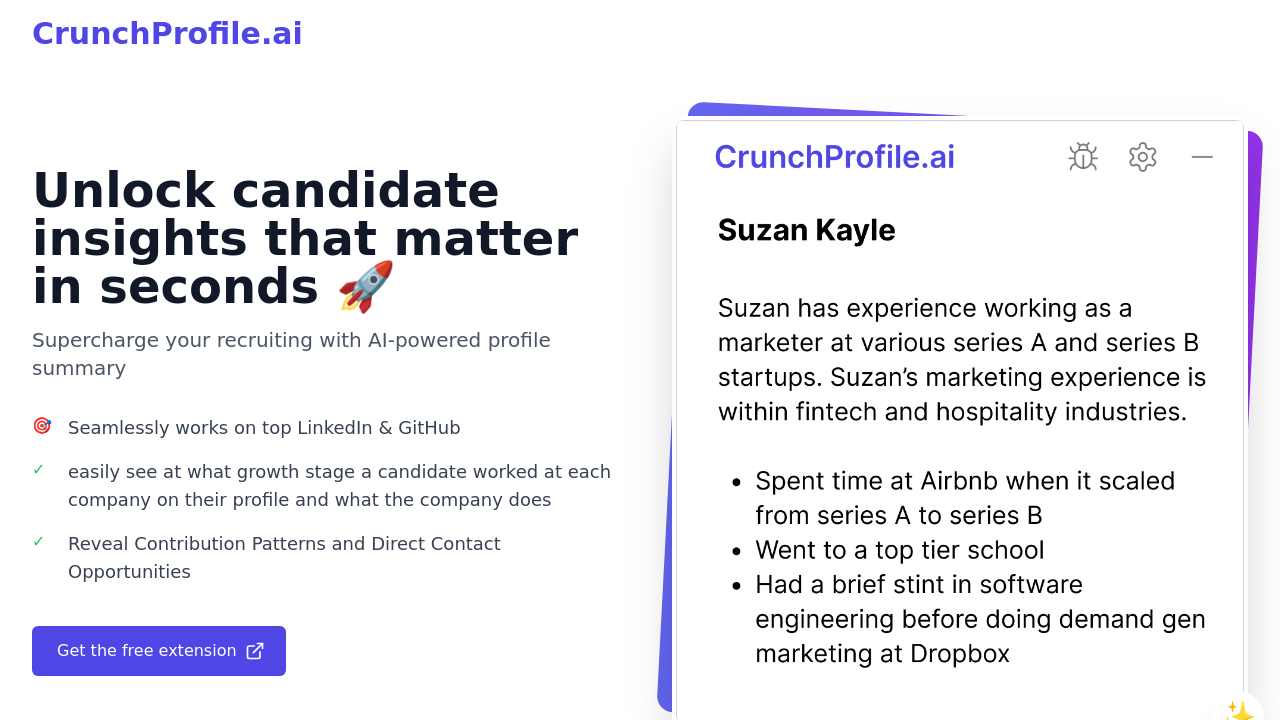 CrunchProfile.ai screenshot