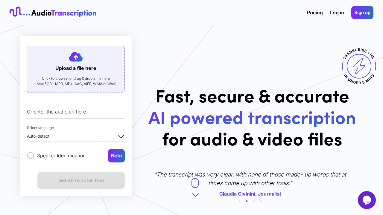 audiotranscription.ai screenshot