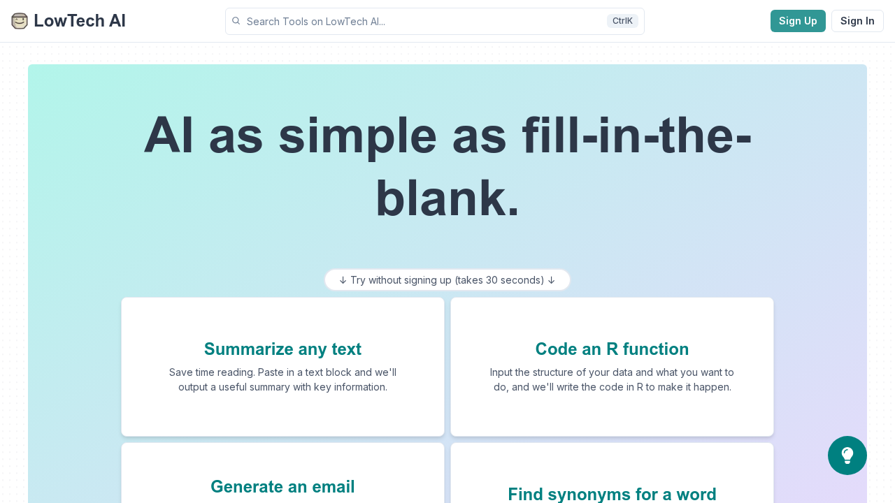 LowTech AI screenshot