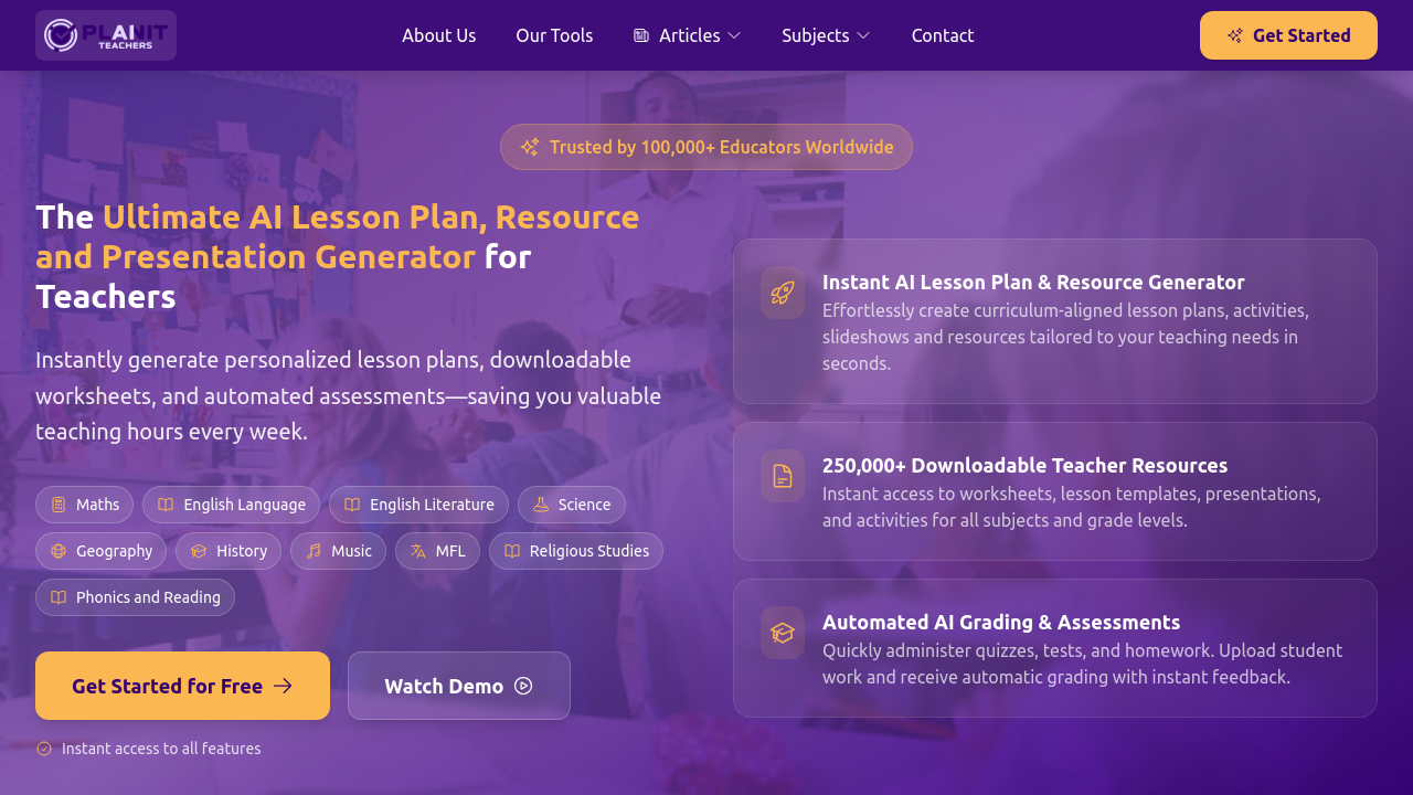 planitteachers.ai screenshot