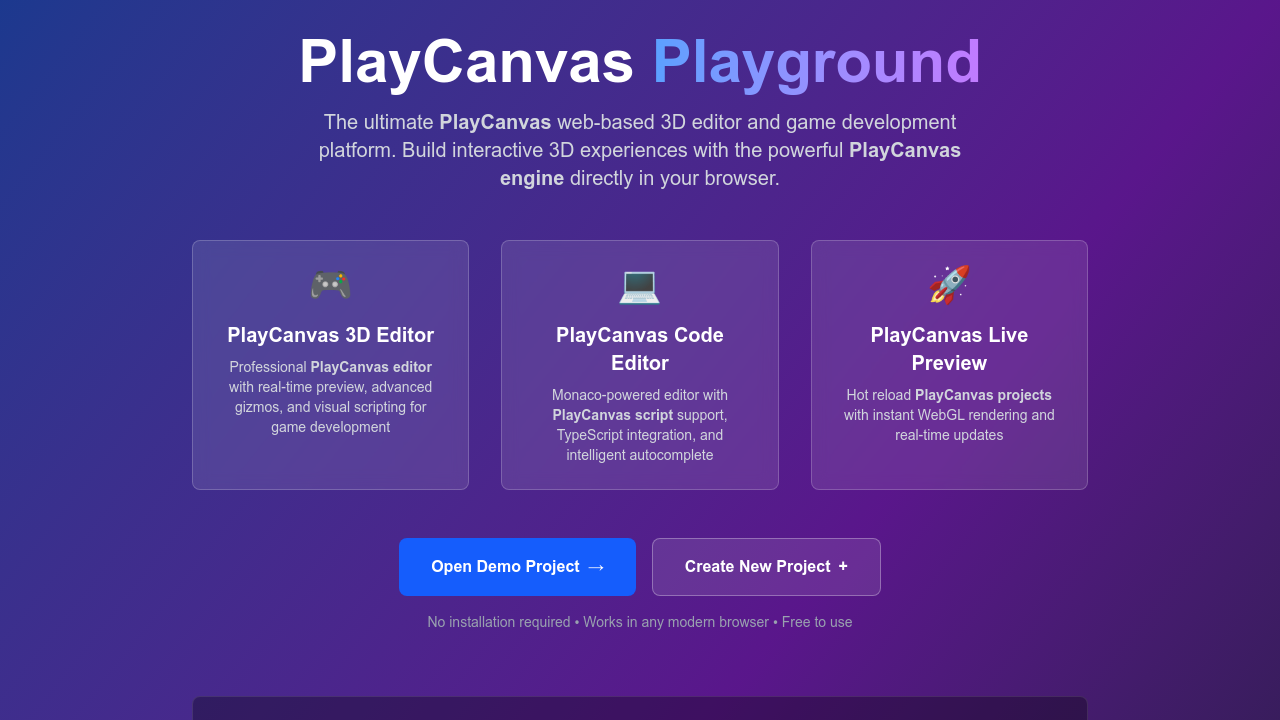 PlayCanvas Playground screenshot