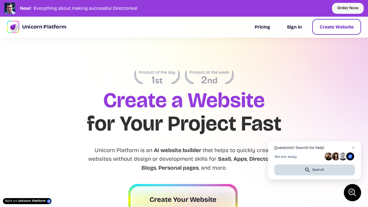 Unicorn Platform screenshot