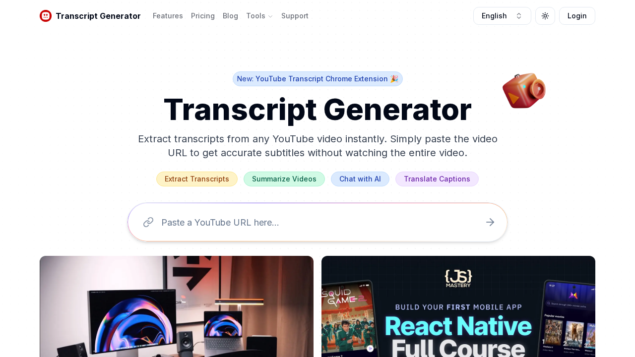 YouTube Transcript Generator screenshot
