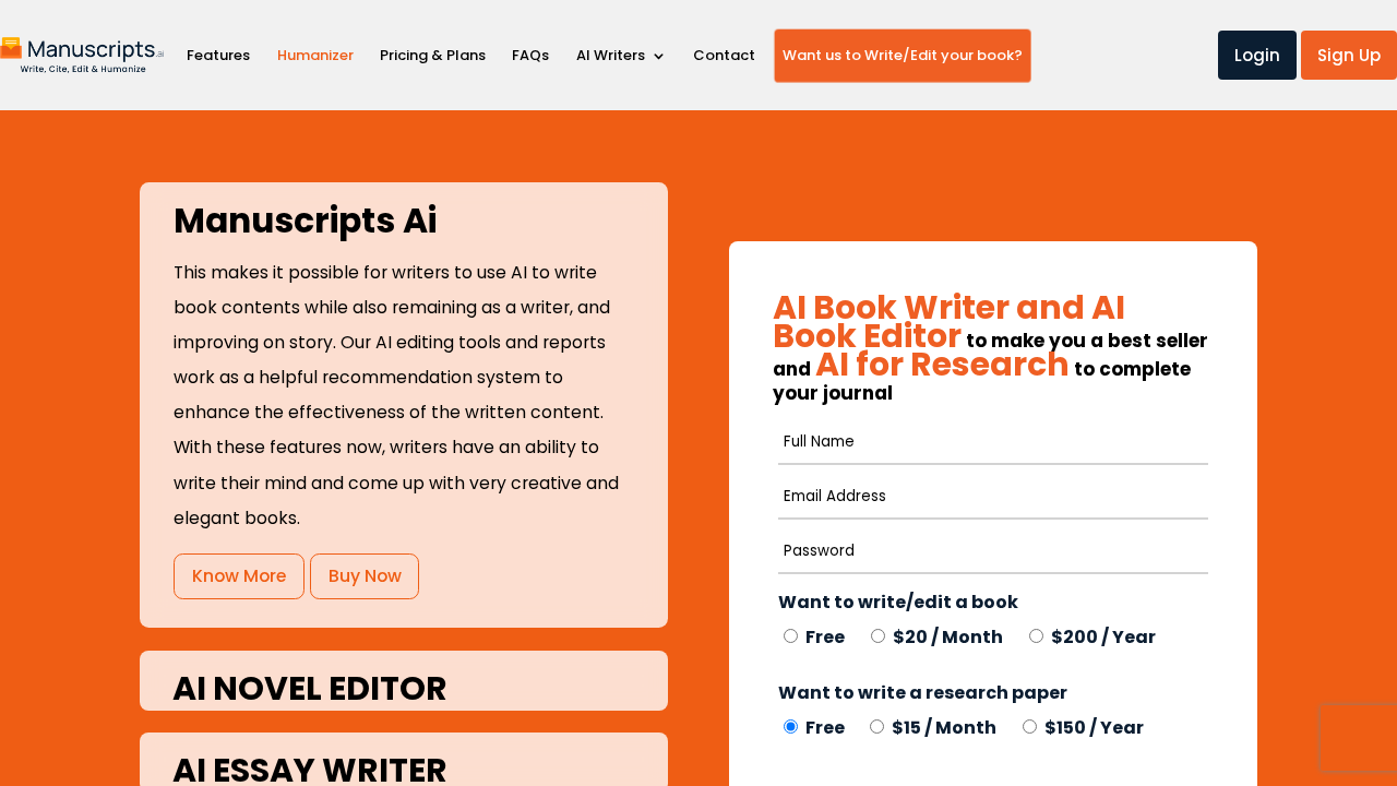 Manuscripts AI screenshot