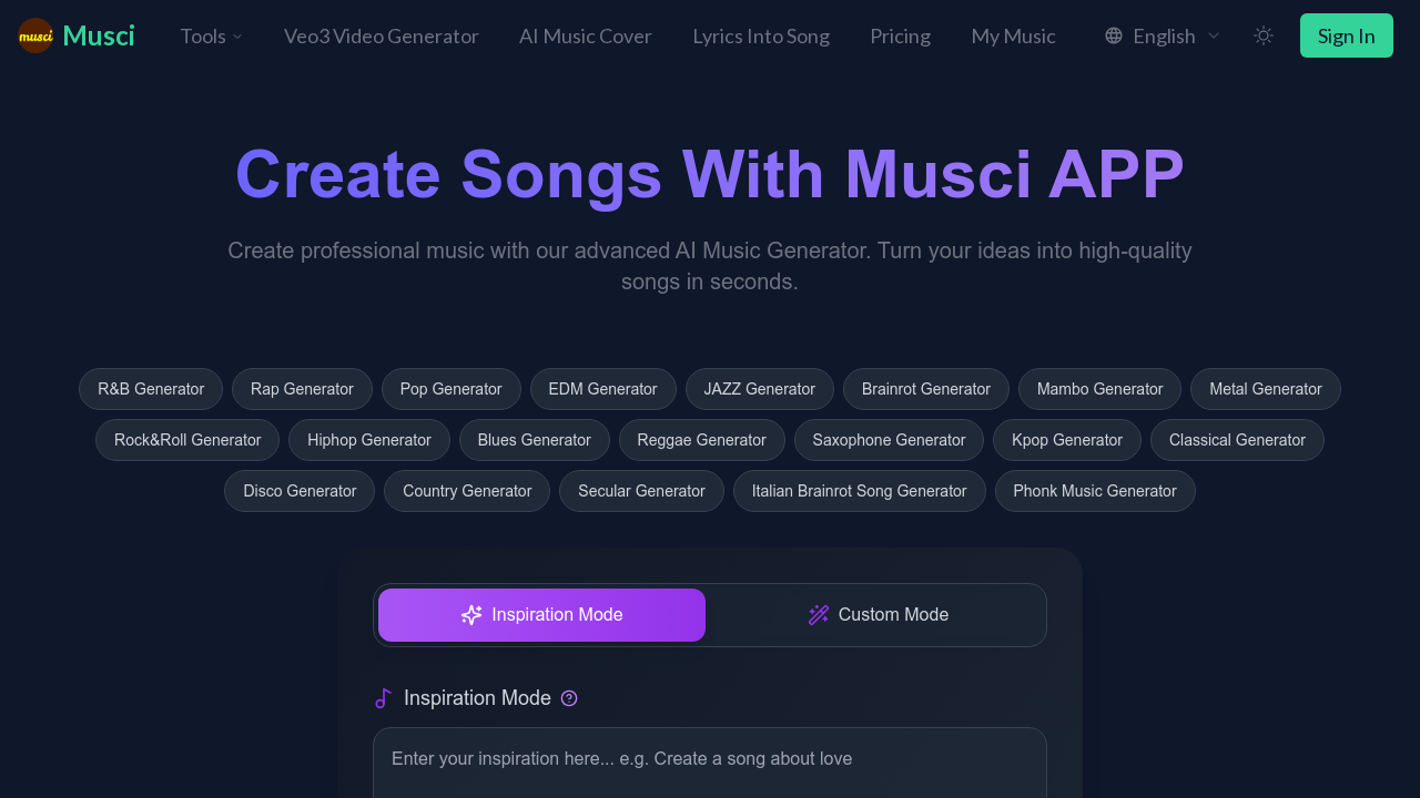 Musci AI Music Generator screenshot