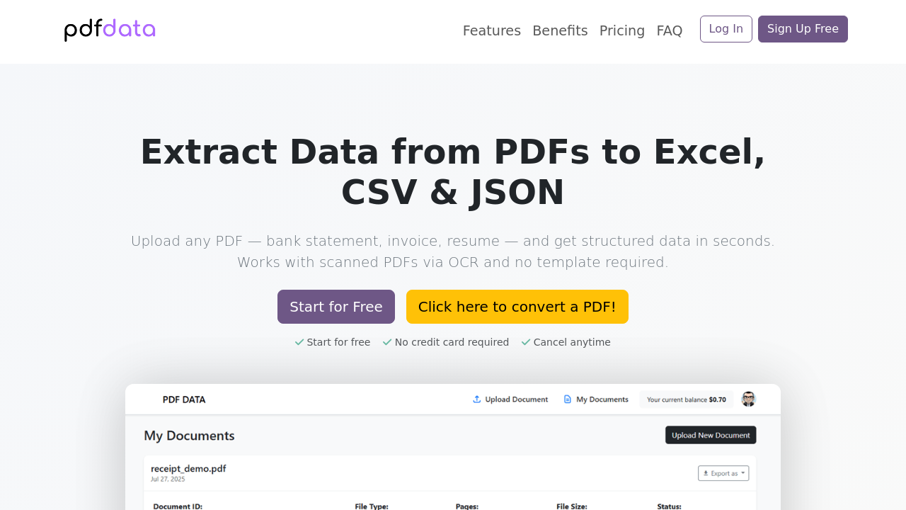PDFData AI Tool screenshot