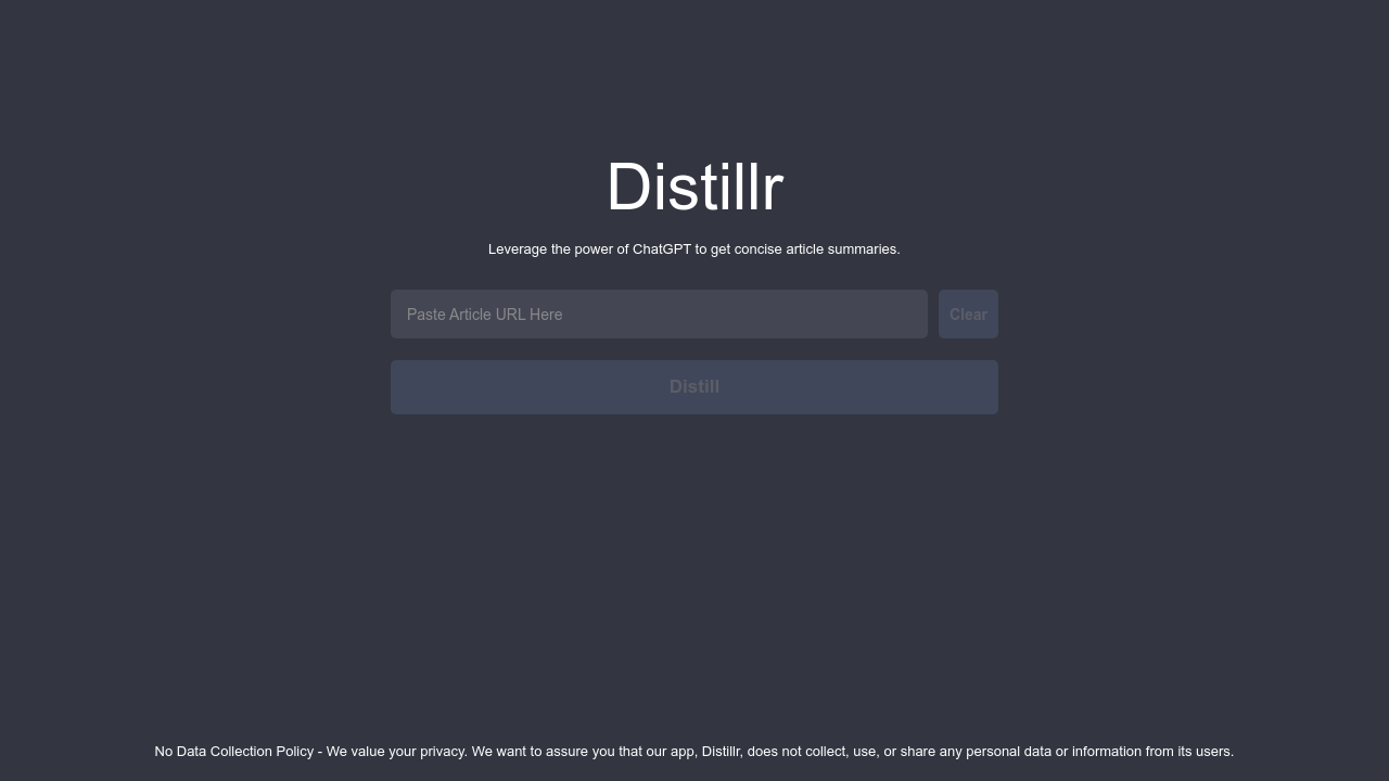 Distillr screenshot
