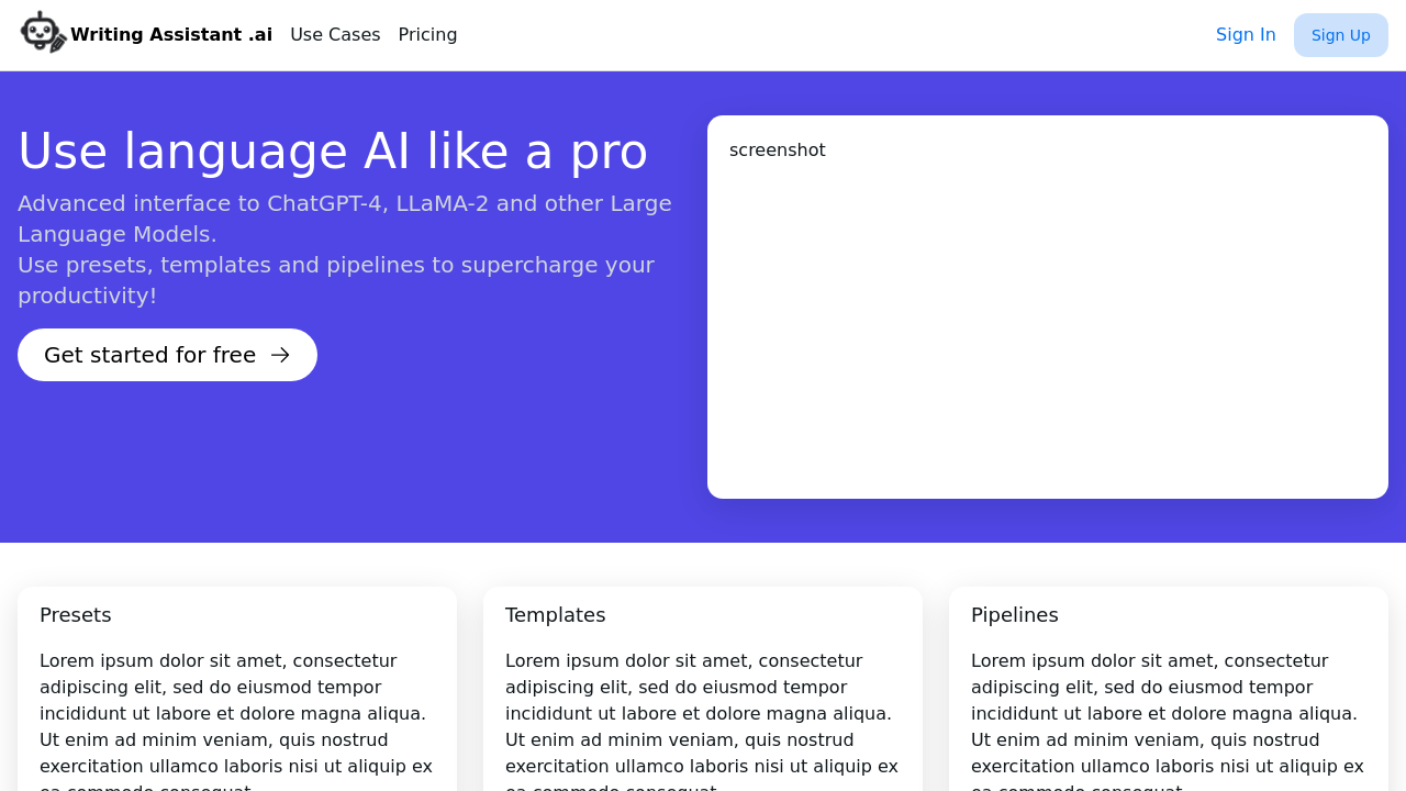 Writing Assistant screenshot