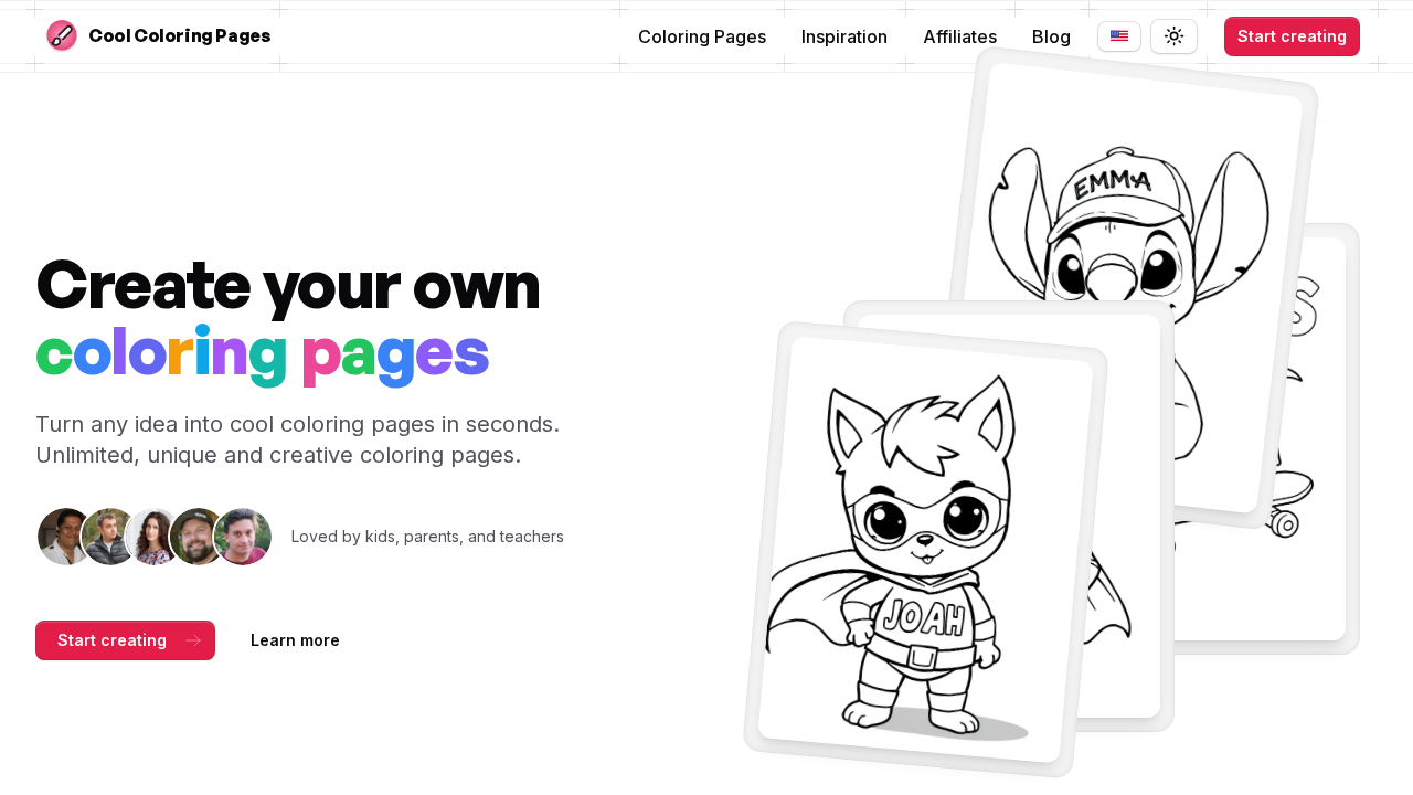 AI Coloring Page Generator screenshot
