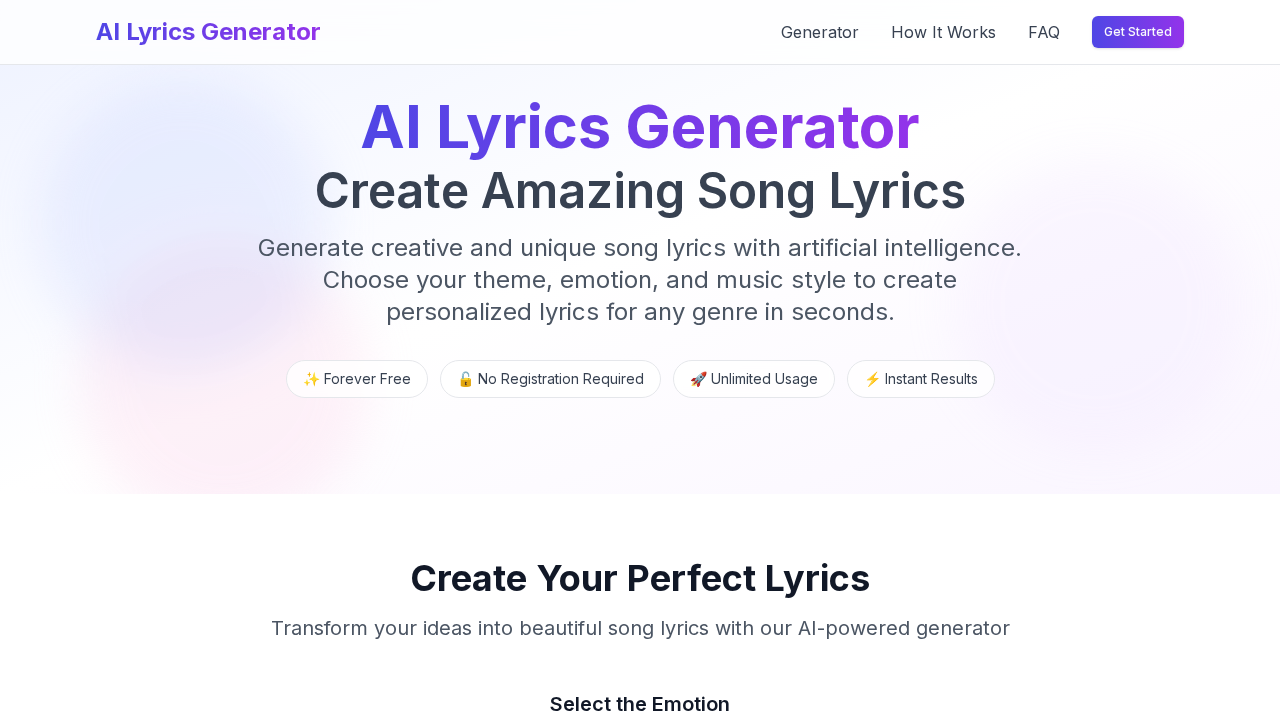 AI Lyrics Generator screenshot