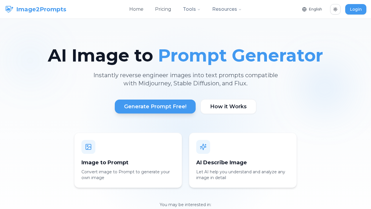 image2prompts.com screenshot